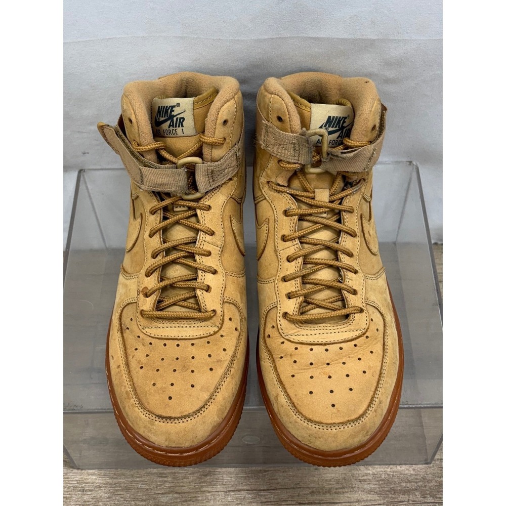 Nike Air Force 1 High Top Shoes Kids 6.5Y Wheat Gum Sole Casual Sneakers - Picture 3 of 10